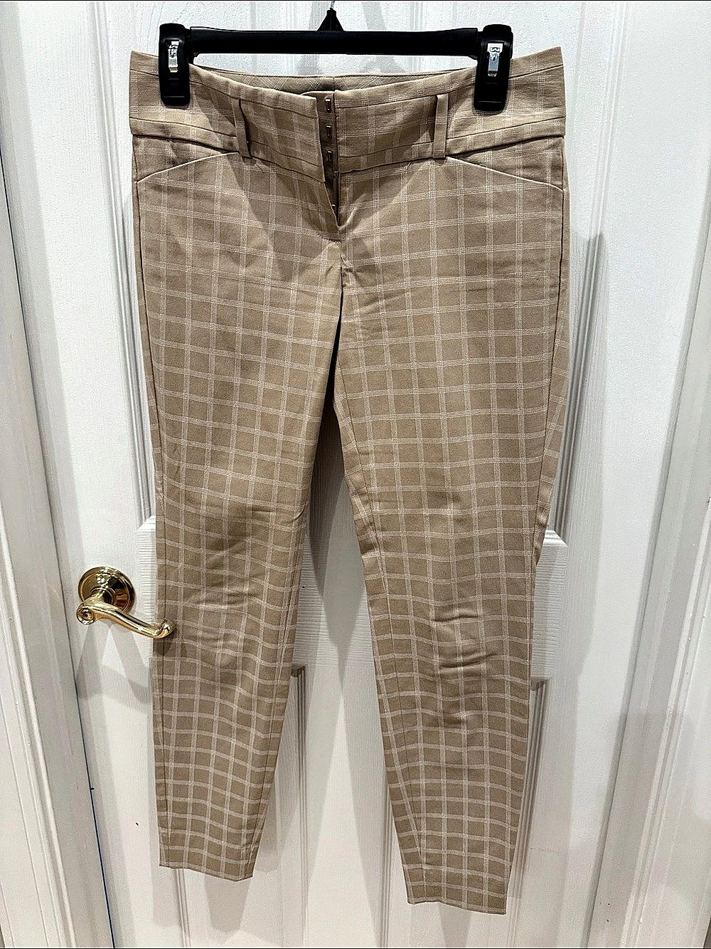 The Limited Exactstretch Plaid Pants Trousers Brown & White Size 2